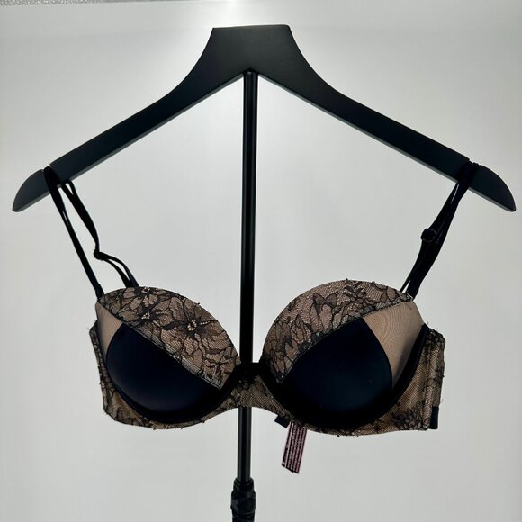 Victoria's Secret Very Sexy Womens Lace Push Up Black & Nude Bra Size 36B - Picture 9 of 9